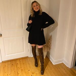 Black Turtleneck Knit Dress